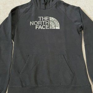 The North Face Women's Hoodie M Black Front Logo Front Pocket Pullover 0221